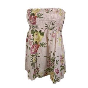 Vintage Y2K Forever 21 Floral Smocked Tube Babydoll Top Small USA *READ*
